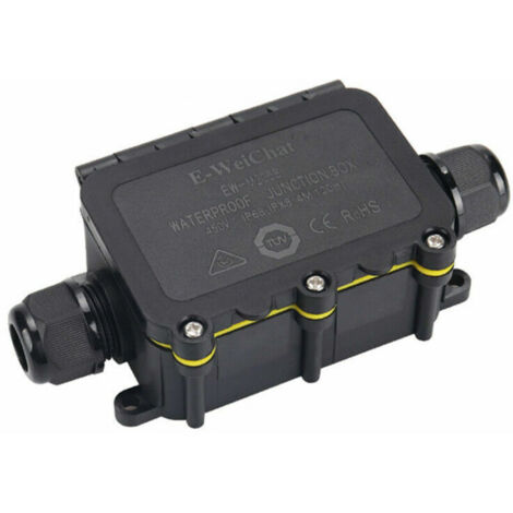 1 Pièce Boîte de Jonction Etanche IP68, Boîte de Dérivation 2 Voies Connecteurs Boîtier Éectrique Extérieur Facile à Installer pour Ø 5-12mm Diamètre du Câble, Noir