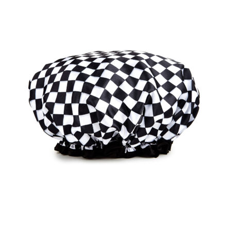 1 pièce Bonnet de douche doublé pour femme, style damier, réutilisable et lavable