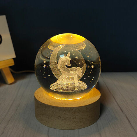 1 pièce boule de cristal veilleuse remise des diplômes cadeau d'anniversaire pour enfants pratique et créatif pour les filles, meilleurs amis, amis et camarades de classe (licorne)
