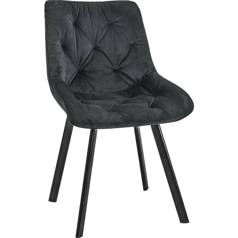 Akord - 1 Pièce chaise matelassée de salle à manger en velours SJ.33 Noir