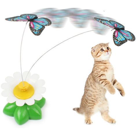 1 pièce Chat Teaser Jouet Électrique Oiseau Autour Des Fleurs Pet