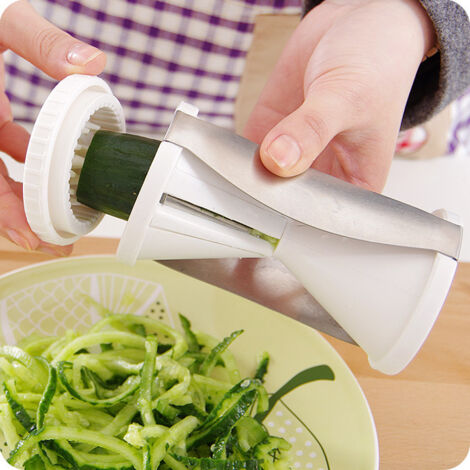 1 Pièce coupe Légumes en Spirale Spiraliseur - Spaghettis de Spiralizer Manuel Multifonction pour Nouilles, Carotte, Concombre, Courgette Slicer Maker, éplucheur d'asperges（blanc）