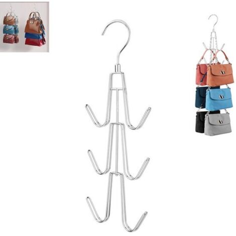 1 pièce - Crochet de rangement - Organisateur de placard et de sac - Gain de place - Métal - Argent - Peut être utilisé pour ranger sacs à main, sacs à dos, etc.