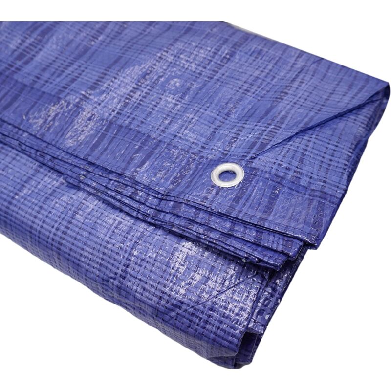 1 pièce dans un emballage) Bâche imperméable 5 x 6 m bleu 55 g/m2 Bâche avec anneau métallique, film de protection, housse de voiture, bâche