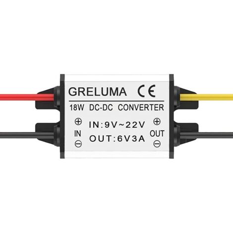 1 Pièce DC 12V à 6V Convertisseur Abaisseur Régulateur 3A 18W Adaptateur Secteur Réducteur pour Voiture électronique Camion Véhicule Bateau Système Solaire (Entrées DC 9-22V,Certifié CE)