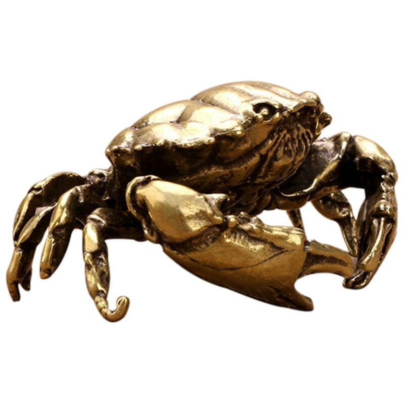Feiyue - 1 pièce de décoration de crabe en laiton, ornement délicat pour la maison, crabe créatif en laiton (doré)