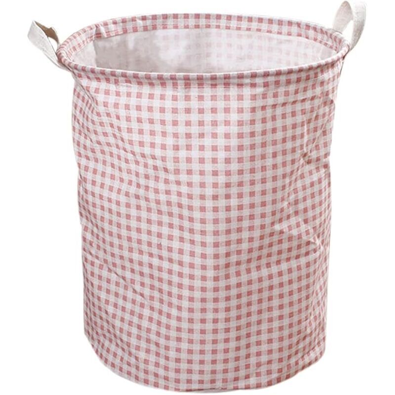 1 pièce de panier à linge à carreaux rose, panier à linge sale portable et étanche, panier de rangement à carreaux pliable avec poignée, adapté aux