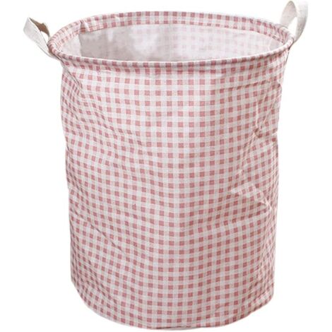 1 pièce de panier à linge à carreaux rose, panier à linge sale portable et étanche, panier de rangement à carreaux pliable avec poignée, adapté aux chambres et aux salles de bains.