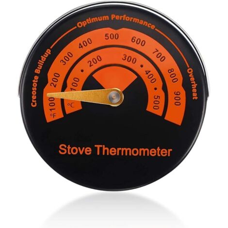 1 pièce de thermomètre de poêle magnétique, thermomètre de cheminée, thermomètre de four, thermomètre de four, thermomètre à brûleur rond, adapté au barbecue et au feu rôti.