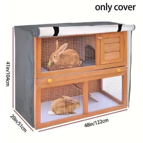 1-piece double-layer rabbit cage cover - Durable polyester outdoor pet enclosure with mesh-noir