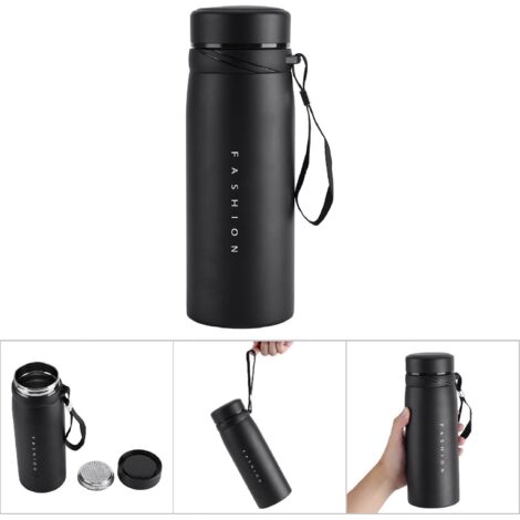 1 Pièce Gourde Isotherme 900ml en Acier Inoxydable pour Thé Café Voyage (Noir)