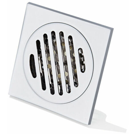 1 pièce Grille de douche anti-cheveux, siphon de sol en acier inoxydable 100x100 mm, drain carré avec finition chromée pour salle de bain et cuisine
