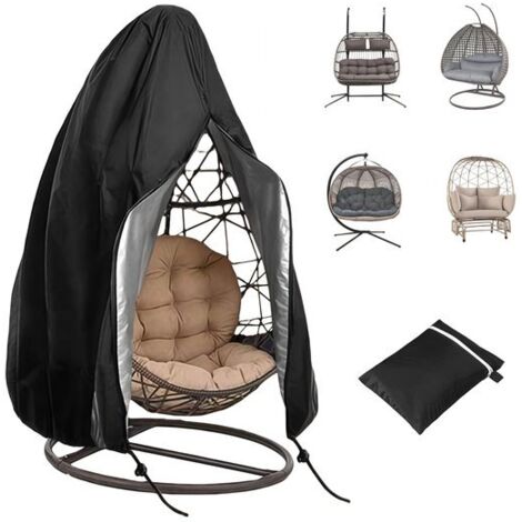 1-Piece - Hanging Chair Protector - Egg-Shaped Hanging Chair Cover for Patio - Waterproof Rocking Chair Cover with Zipper - Zipper from Top to Bottom with Drawstring - Waterproof - Windproof - Durable