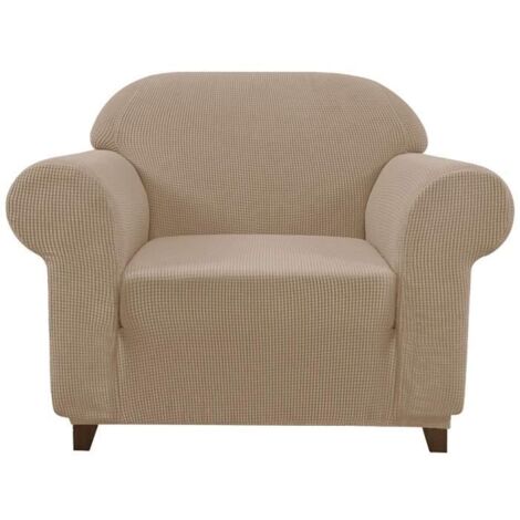 1-Pièce Housse de Canapé Extensible Housse de Fauteuil avec Accoudoirs Élastique Canapé Protection (1 Place, Sable)