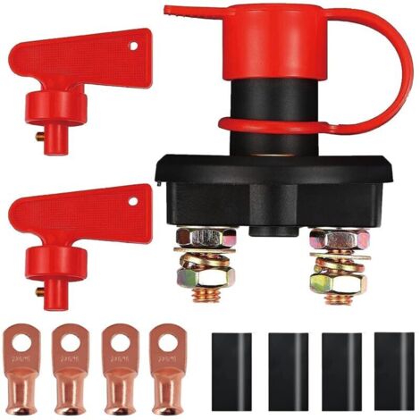 1 pièce Interrupteur de déconnexion de batterie, isolateur principal de batterie DC 12V 24V, interrupteur de coupure de courant pour voiture marine, bateau, camping-car, VTT, camion, véhicule