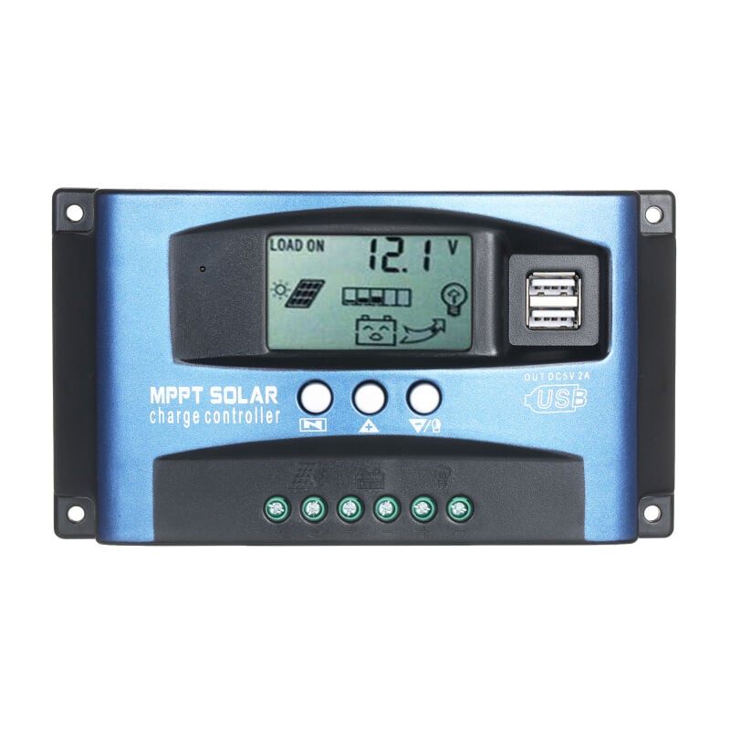Contrôleur de charge solaire MPPT 60 A, double port USB, écran LCD, régulateur de charge automatique pour panneaux solaires