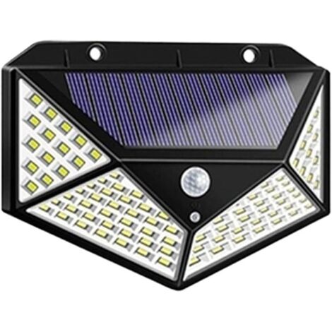 1 pièce Lampe murale solaire extérieure à 100 LED – Détecteur de mouvement – Éclairage solaire pour rue et jardin