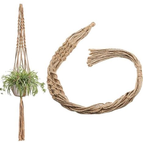 1 Pièce Macramé Suspendu Pot de Plante, Support de Plante Suspendu en Corde de Jute Décoration Intérieure Bohème Pot de Fleur Coton