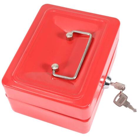 1 Pièce Mini Coffre-Fort Portable à Clé pour Argent Pièces Sécurité Maison Voyage (Rouge)