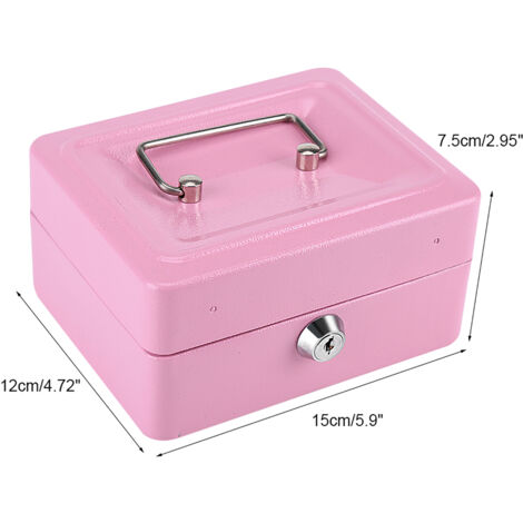 1 Pièce Mini Coffre-Fort Portable en Acier pour Argent Pièces Sécurité Maison Rose