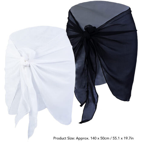 1 Pièce Paréo de Plage Léger en Chiffon pour Maillot de Bain - Noir et Blanc, Écharpe Polyvalente
