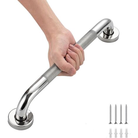 1 pièce - Poignée de douche - 30 cm en acier inoxydable texturé et antidérapant - Argent-AquaForge