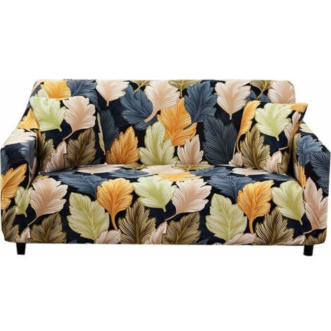 1 Piece Printed Stretch Sofa Slipcover Non Slip Soft Couch Sofa Cover Washable Furniture Protector Sofa Cover  (Medium, Fallen leaves) 1 Seater