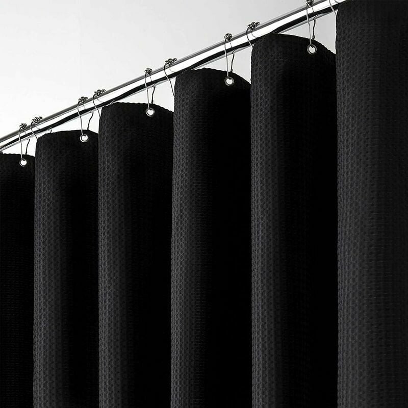 1 pièce Rideau de douche gaufré noir - Haute qualité - Anti-moisissure - En textile - Imperméable - Lavable (180x220CM)