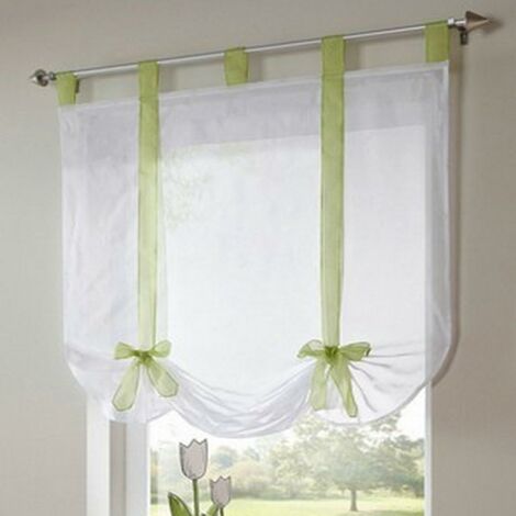 - 1 pièce Romain Rideau Adorable Nœud Assis Chambre Style en Voile brodé fenêtre - Vert - 80cmx140cm-Ensoleillé