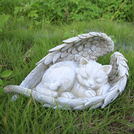 1 pièce Statue en résine Statue commémorative en forme d'ange de chat commémorant notre bébé en fourrure perdue, figurine de chat pour placer dans le jardin extérieur ou sur la pierre tombale