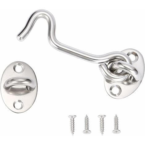 2 Piece Cabin Hook, Door Latch Hook, 4 inch Stainless Steel Door