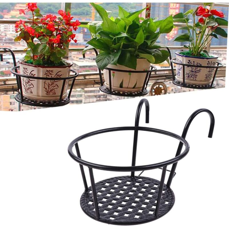 1 Pièce Support de Pot de Fleurs à Suspendre Décoration, étagère Balcon Pot de Fleurs Rond, Matériel de Fer, pour Les Balustrades de Balcon de
