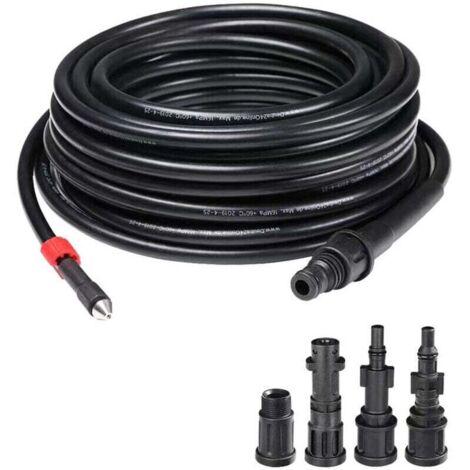 1 pièce tuyau de nettoyage haute pression 10 m, 4 raccords, 155 bar - 529 bar, 60°C, kit de nettoyage de tuyau, tuyau de lavage, accessoires de lavage pour Kärcher Lavor, Interpump, Bosch nettoyeurs h