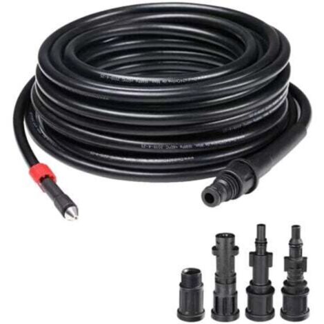 1 pièce tuyau de nettoyage haute pression 15 m, 4 raccords, 155 bar - 529 bar, 60°C, kit de nettoyage de tuyau, tuyau de lavage, accessoires de lavage pour Kärcher Lavor, Interpump, Bosch nettoyeurs h