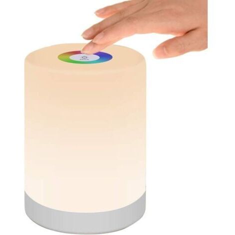 1 Pièce Veilleuse LED, Lampe de Table de Chevet Intelligente, Commande Tactile Dimmable, Rechargeable par USB, Portable, Changement de Couleur RGB pour les Enfants, Chambre Camping