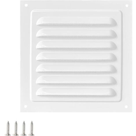 1 Pièces 150 x 150 mm Grille de Ventilation Carrée en Acier Inoxydable, Modèle à Persiennes Avec Moustiquaire pour Mur, Plafond, Blanc