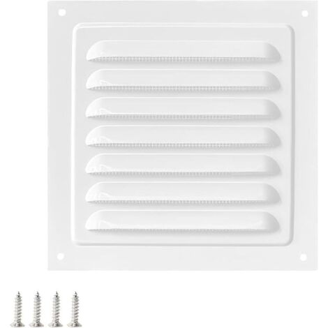 1 Pièces 150 x 150 mm Grille de Ventilation Carrée en Acier Inoxydable, Modèle à Persiennes Avec Moustiquaire pour Mur, Plafond, Blanc