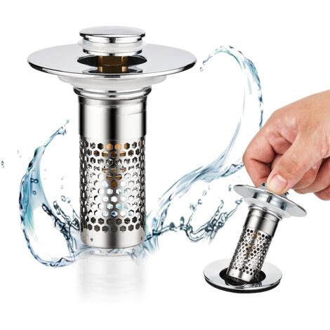 1 Pièces Bouchon de Lavabo Universel, Approprié 28-37mm bouchon evier, Bouchon Évier Cuisine et Baignoire, Stop Bouchon Lavabo Anti-Colmatage, Bouchon de Vidange avec Crépine pour Lavabo Salle de Bain