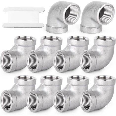 1 pièces coude à 45 degrés en acier inoxydable 304, tuyau mâle 1"BSP vers femelle 1"BSP, raccord de tuyauterie 304 Fbsp X Fbsp(90 Degrés) 1/2"BSP(10 PCS)