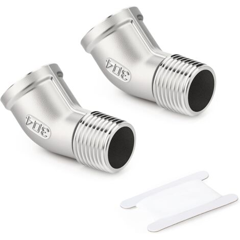 1 pièces coude à 45 degrés en acier inoxydable 304, tuyau mâle 1"BSP vers femelle 1"BSP, raccord de tuyauterie 304 Mbsp X Fbsp(45 Degrés) 1/4"BSP(2 PCS)