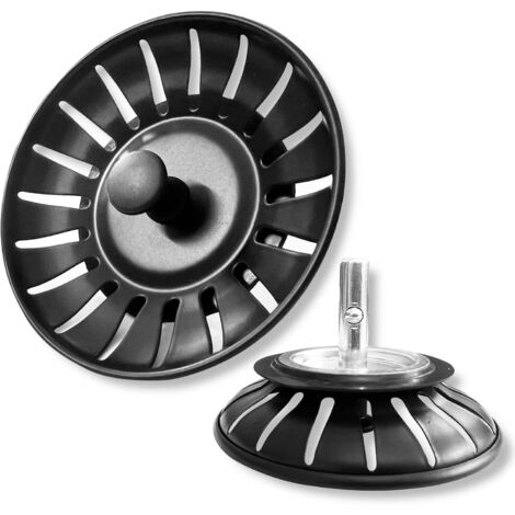 1 Pièces Crépine d'évier de Cuisine, Filtre Évier Cuisine, 304 Bouchon Evier Cuisine Inoxydable,Bonde à Panier Filtre Evier, Panier à Tamis pour Évier,pour Cuisine de Bain Diamètre(Noir 78mm)
