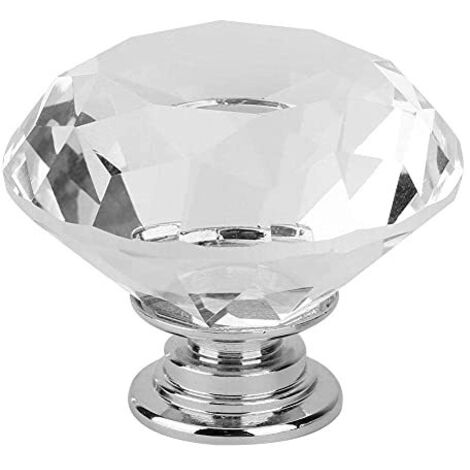 1 pièces de bouton de tiroir en forme de diamant en verre cristal (701 A-40 transparent)
