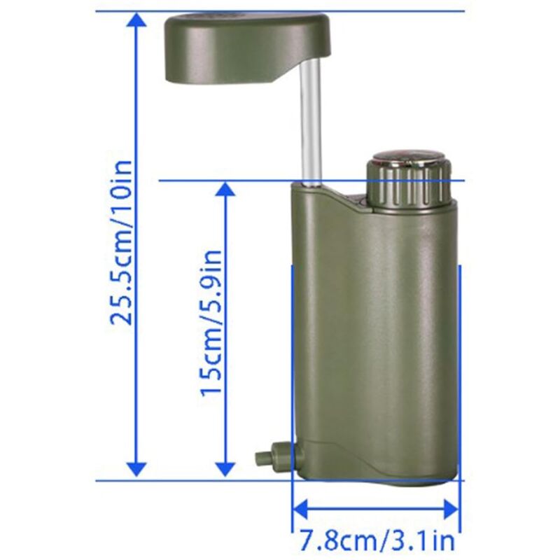 1 Pièces Filtre à eau de poche, filtre à eau à pompe manuelle portable,Purificateur d'eau à pompe manuelle de camping de 6 qualités Purificateur
