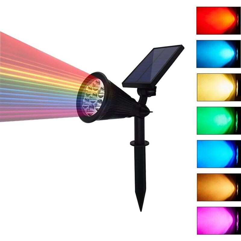 KZQ - 1 Pièces Led Solaire Jardin Lumière Projecteur Changement Automatique 7 Couleurs Lumière Solaire Extérieure Pour Cour Patio Pelouse Éclairage