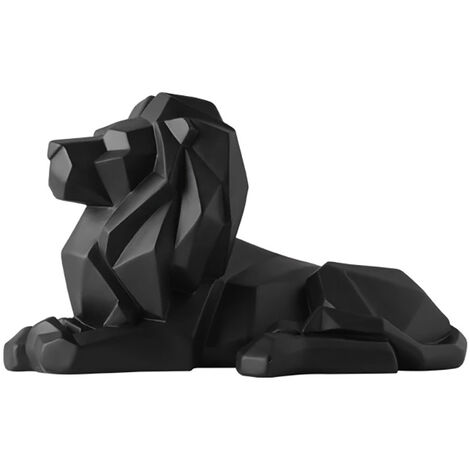 1 Pièces Nordique Géométrique Roi Lion Statue Résine Artisanat Animaux Lion de l' Décoration de la Accessoires Noir