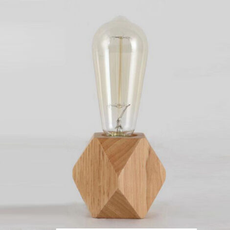 1 pièces petite lampe de table lampe de chevet avec base en bois diamant à côté de la lampe, E27 60W parfait pour chambre à coucher, salon ou bureau (sans ampoule),