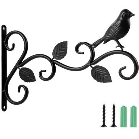 1 pièces support mural, support de suspension, crochet en métal supports muraux en fer forgé avec vis pour jardin, carillons éoliens 30X18CM