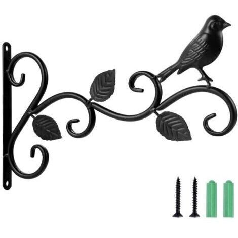 1 pièces support mural, support de suspension, crochet en métal supports muraux en fer forgé avec vis pour jardin, carillons éoliens 30X18CM