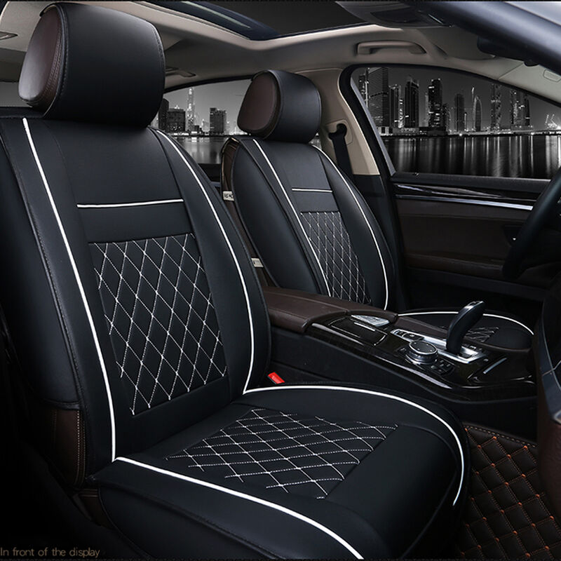 1 Pieces Toutes Les Voitures De Luxe En Cuir Pu Coussin De Soutien Universel Coussin De Siege De Voiture Accessoires De Voiture, Noir Et Blanc