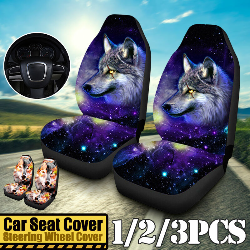 

1 pieza de fundas de asiento de coche delanteras universales, cojín protector de lobo, banco trasero impreso (1 funda de asiento de lobo tipo B)